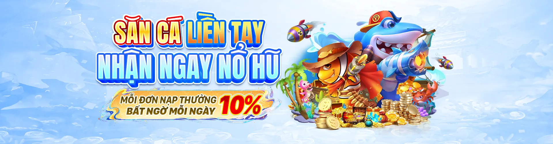 Hình ảnh game bắn cá sống động với nhiều loài cá và vũ khí